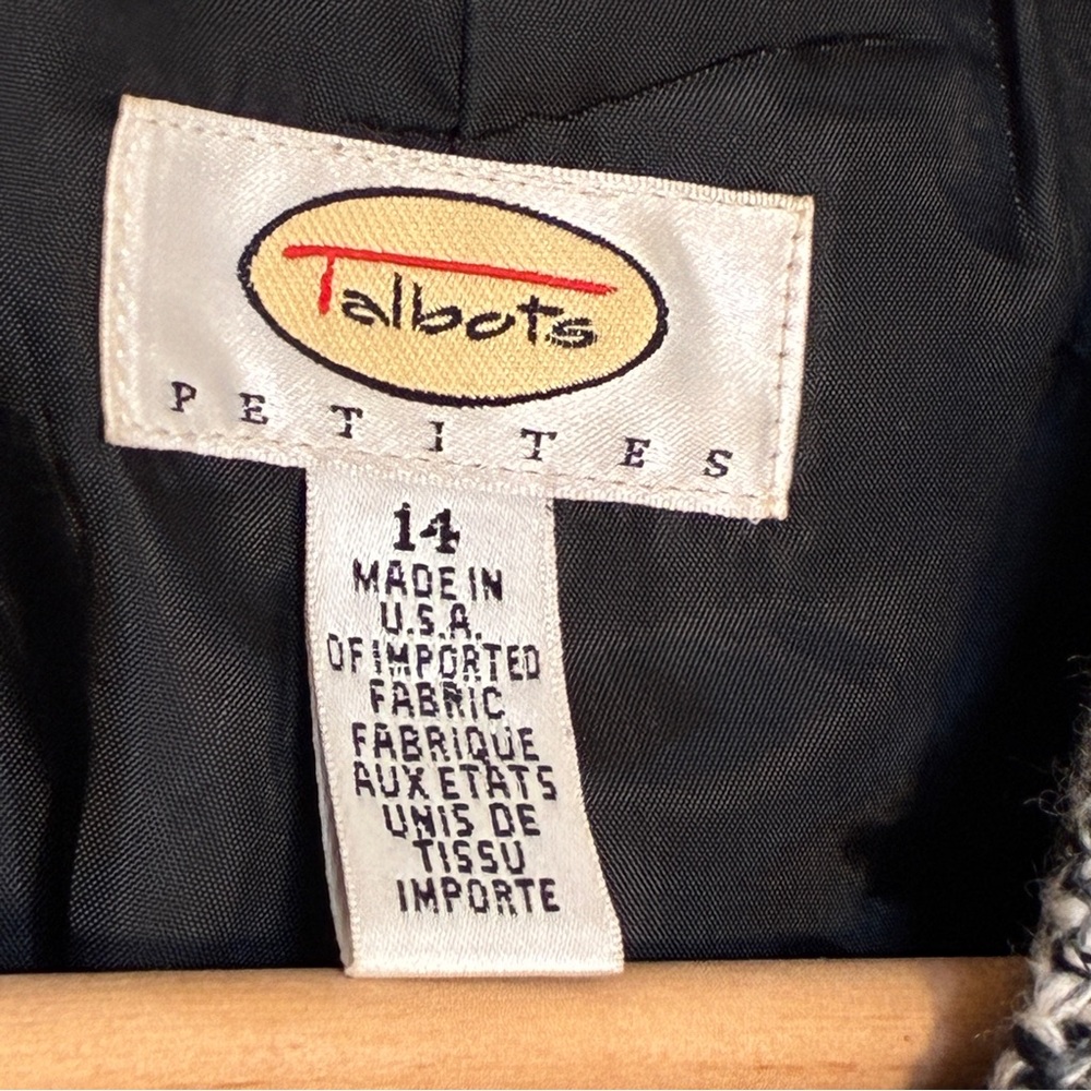 Talbots Charcoal & Ivory Textured Wool-Blend Blazer | Women’s Size 14P - Picture 4 of 5